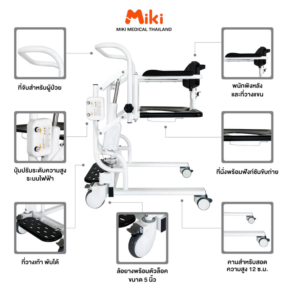 รถเข็นเคลื่อนย้ายไฟฟ้า MIKI THAILAND ZW388D สีดำ_4